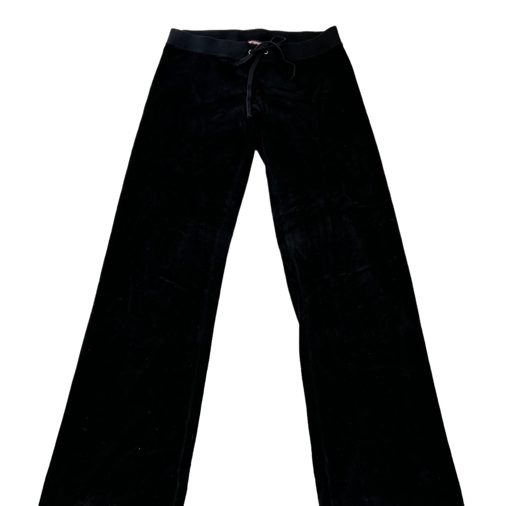Juicy Couture Velour Flare Track Pants  Black Velvet Y2K Vintage - Picture 2 of 6